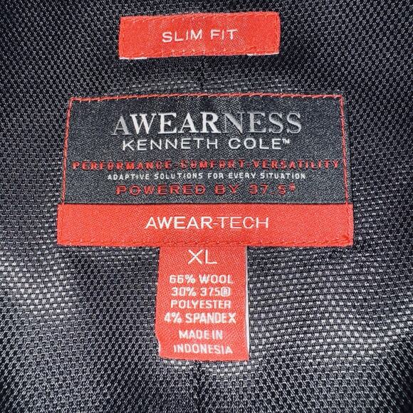 NWT Kenneth Cole Awearness XL Wool Blend Vest Navy Blue Black Slim Awear-Tech - Picture 5 of 9